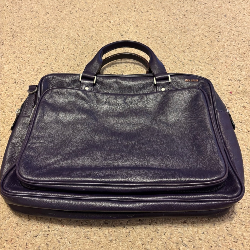 JACK SPADE MENS BLACK PEBBLED LEATHER BRIEFCASE BAG VINTAGE EUC UNISEX